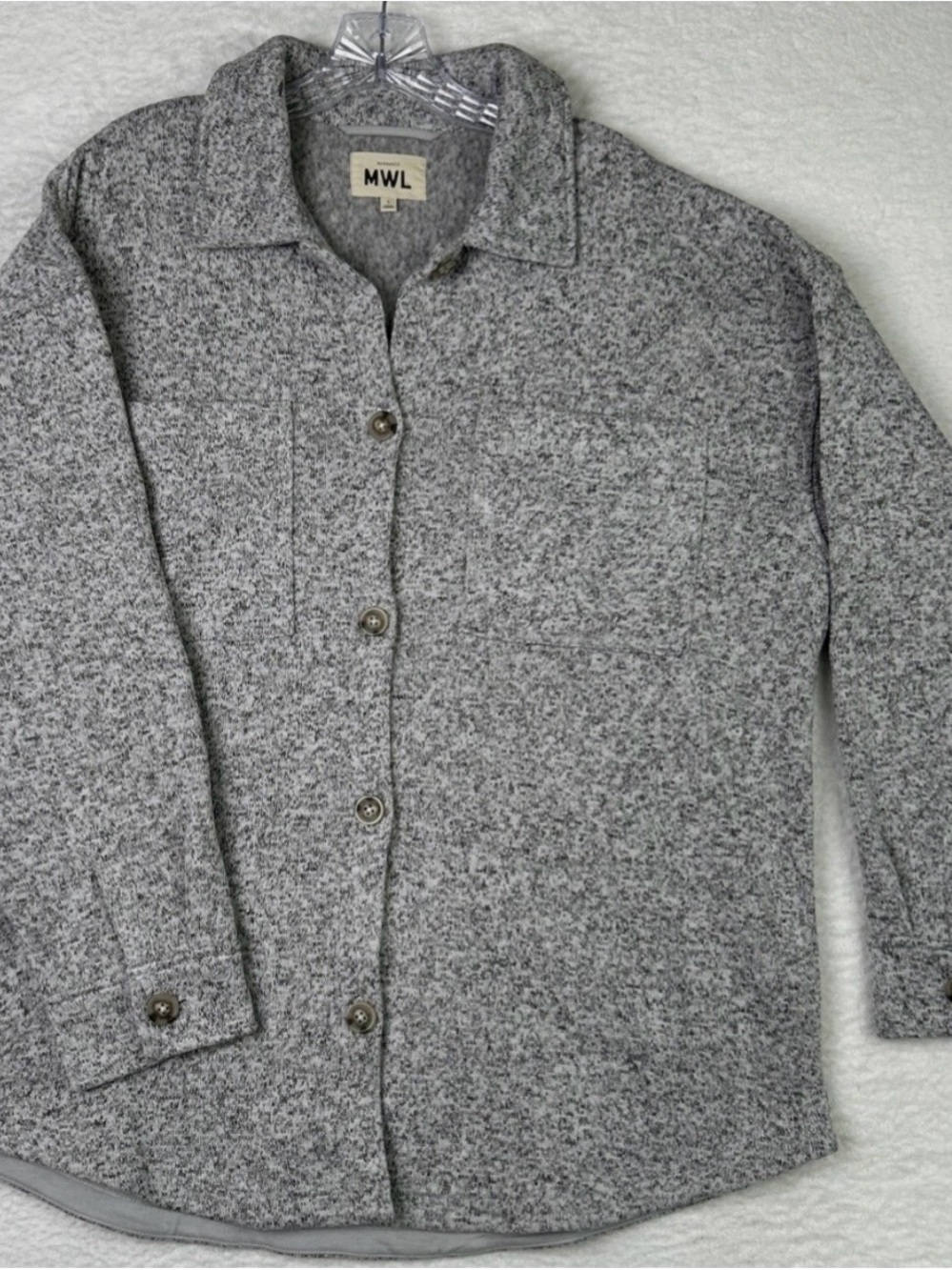 Madewell heather gray fleece Button-Front Jacket size small